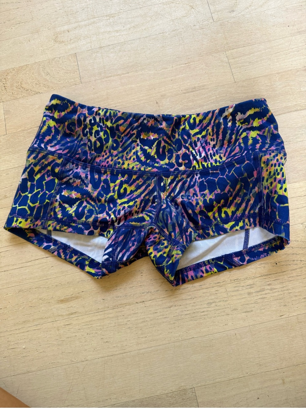 Fleo Navy Multicolor Animal-Print Athletic Shorts